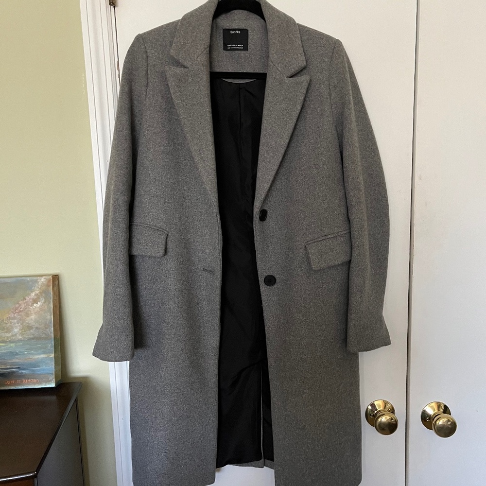 Bershka Grey Long Coat XS
